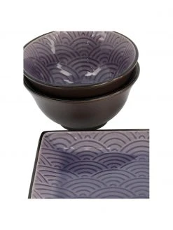 Tokyo Design Studio Handgemachtes Porzellan-Geschirr-Set Glassy Blue mit Essstäbchen, 2 Personen (6-tlg.), Set mit verschiedenen Größen 5 Tokyo Design Studio Handgemachtes Porzellan-Geschirr-Set Glassy Blue mit Essstäbchen, 2 Personen (6-tlg.), Set mit verschiedenen Größen -Küche Geschäft Handgemachtes Porzellan Geschirr Set Glassy Blue mit Essstabchen 2 Personen 6 tlg 2