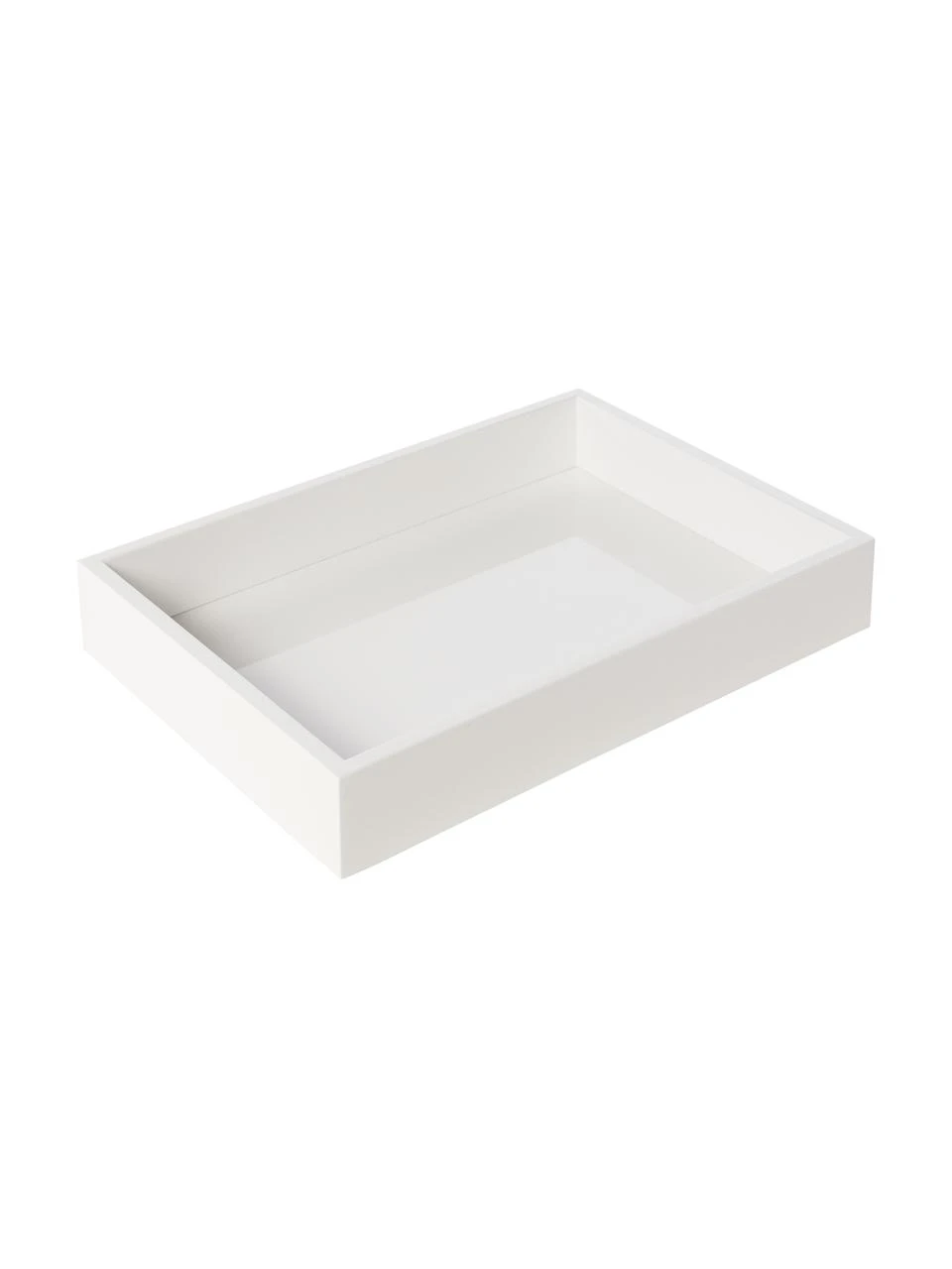 Hochglanz-Tablett Hayley in Weiß, Tablett: Mitteldichte Holzfaserpla, Unterseite: Samtbezug, Weiß, B 33 x T 24 cm Westwing Collection Hochglanz-Tablett Hayley in Weiß, B 33 x T 24 cm -Küche Geschäft Hochglanz Tablett Hayley in Weiss