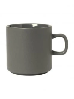 Blomus Kaffeetassen Pilar in Dunkelgrau matt/glänzend, 6 Stück, Ø 9 x H 9 cm, 250 ml