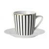 Dutch Rose Kaffeetassen mit Untertassen Pluto Loft mit Streifendekor und Goldrand, 4 St&uuml;ck, Ø 8 x H 8 cm, 120 ml