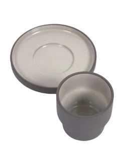 Kaffeetassen mit Untertassen Thianela aus Porzellan in Grau, 4 St&uuml;ck, Ø 8 x H 8 cm, 200 ml -Küche Geschäft Kaffeetassen mit Untertassen Thianela aus Porzellan in Grau 4 Stuck 3