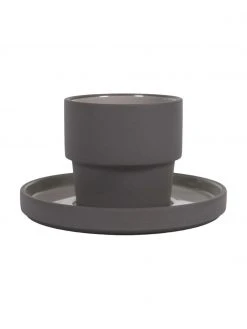 Kaffeetassen mit Untertassen Thianela aus Porzellan in Grau, 4 St&uuml;ck, Ø 8 x H 8 cm, 200 ml -Küche Geschäft Kaffeetassen mit Untertassen Thianela aus Porzellan in Grau 4 Stuck 4