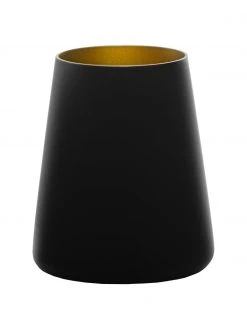 Kegelförmige Kristall-Cocktailgläser Power in Schwarz/Gold, 6 Stück, Ø 9 x H 10 cm, 380 ml