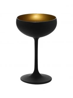 Kristall-Champagnerschalen Elements in Schwarz/Gold, 6 Stück, Ø 10 x H 15 cm, 230 ml