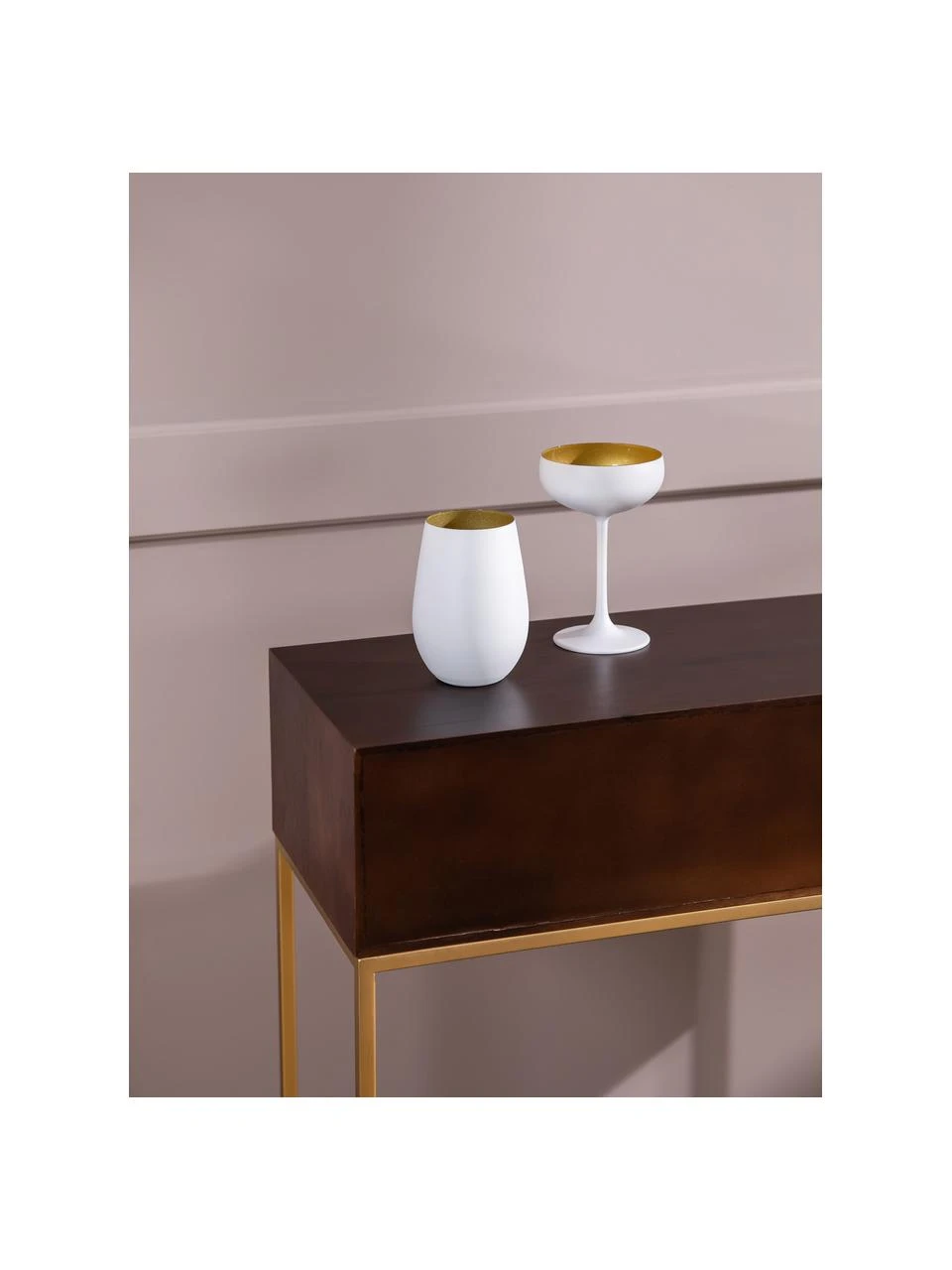 Kristall-Champagnerschalen Elements in Weiß/Gold, 6 Stück, Ø 10 x H 15 cm, 230 ml 2 Kristall-Champagnerschalen Elements in Weiß/Gold, 6 Stück, Ø 10 x H 15 cm, 230 ml – Bild 2