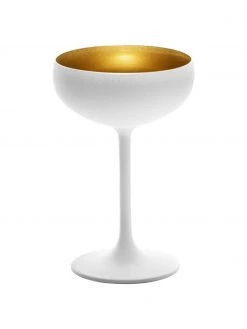 Kristall-Champagnerschalen Elements in Weiß/Gold, 6 Stück, Ø 10 x H 15 cm, 230 ml