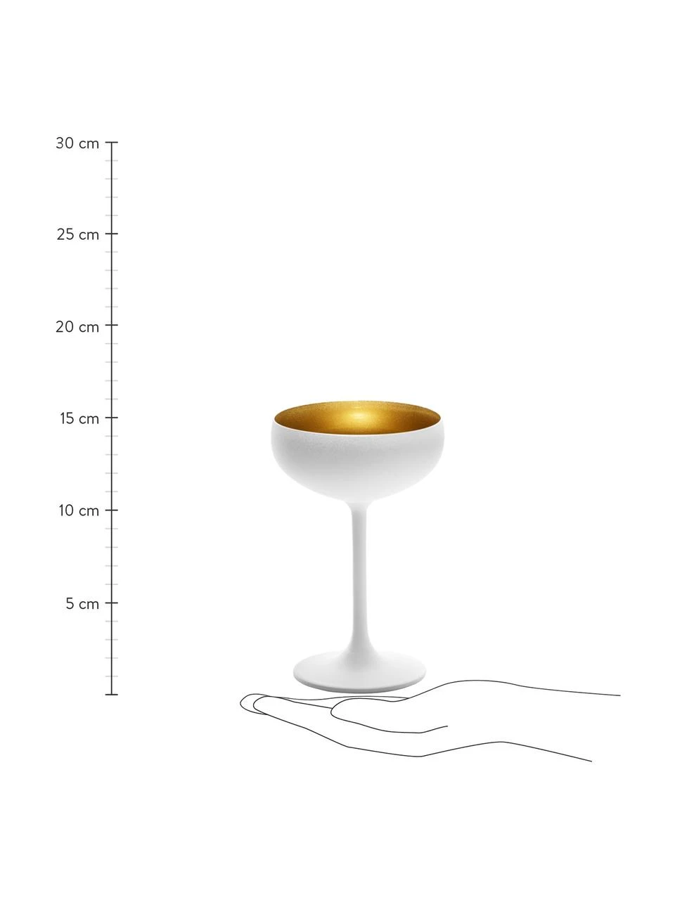 Kristall-Champagnerschalen Elements in Weiß/Gold, 6 Stück, Ø 10 x H 15 cm, 230 ml 4 Kristall-Champagnerschalen Elements in Weiß/Gold, 6 Stück, Ø 10 x H 15 cm, 230 ml – Bild 4