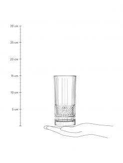 RCR Kristall-Longdrinkgläser Brillante mit Relief, 6 Stück, Ø 7 x H 15 cm, 350 mlNur noch wenige verfügbar -Küche Geschäft Kristall Longdrinkglaser Brillante mit Relief 6 Stuck 2