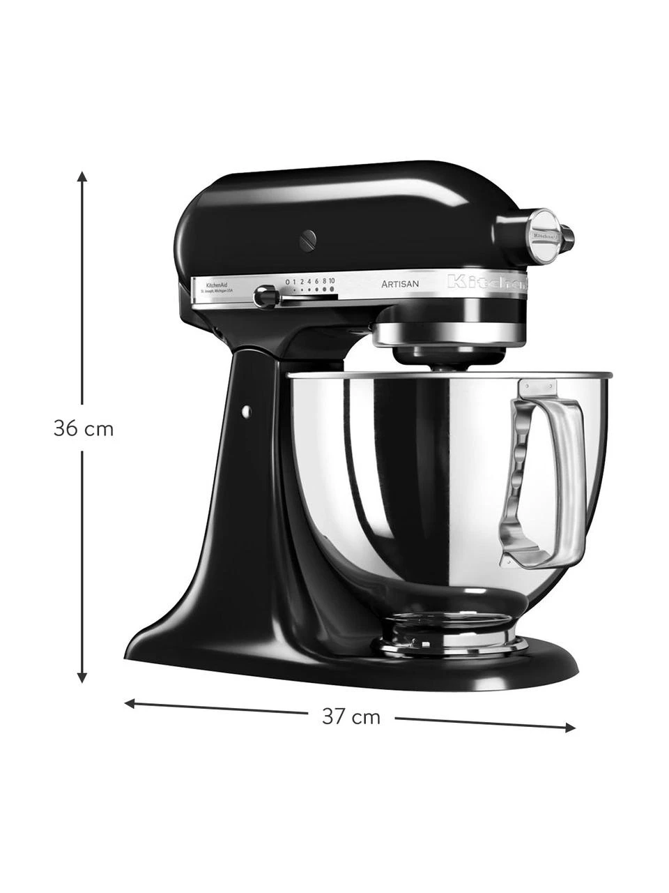 Küchenmaschine Artisan, Gehäuse: Zinkdruckguss, Schüssel: Edelstahl, Schwarz, B 37 x T 24 cm KitchenAid Küchenmaschine Artisan, B 37 x T 24 cm -Küche Geschäft Kuchenmaschine Artisan 2