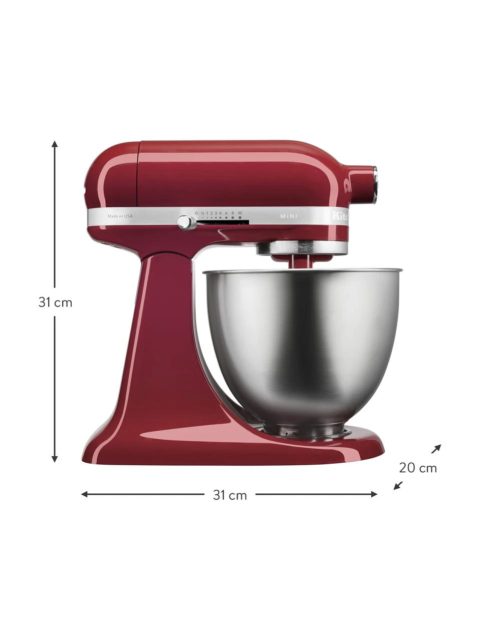 KitchenAid Küchenmaschine Artisan Mini in Rot, B 31 x H 31 cm 3 KitchenAid Küchenmaschine Artisan Mini in Rot, B 31 x H 31 cm – Bild 3