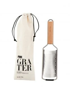 Nicolas Vahé Küchenreibe Fina aus Edelstahl und Buchenholz, L 31 cm -Küche Geschäft Kuchenreibe Fina aus Edelstahl und Buchenholz 2