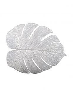 Kunststoff-Tischsets Leaf in Silber, 2 Stück, B 40 x L 33 cm