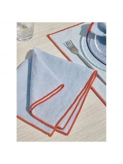 Leinen-Tischsets Daneli in Hellblau, 2 St&uuml;ck, B 35 x L 50 cm -Küche Geschäft Leinen Tischsets Daneli in Hellblau 2 Stuck 4