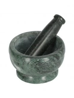 Marmor-Mörser und Stößel Cindea in Grün, Ø 13 x H 8 cm
