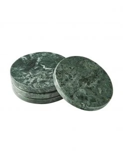 Westwing Collection Marmor-Untersetzer Callum in Grün, 4 Stück, Ø 10 x H 1 cm