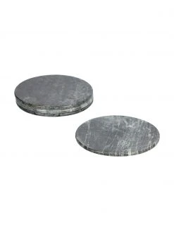 Marmor-Untersetzer Tressa in Grau, 4 Stück, Ø 10 x H 1 cm