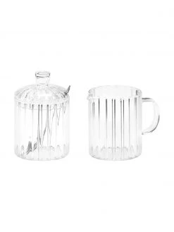 Andrea House Milchkännchen und Zuckerdose Brilia aus Glas, 3-er Set, Set mit verschiedenen Größen
