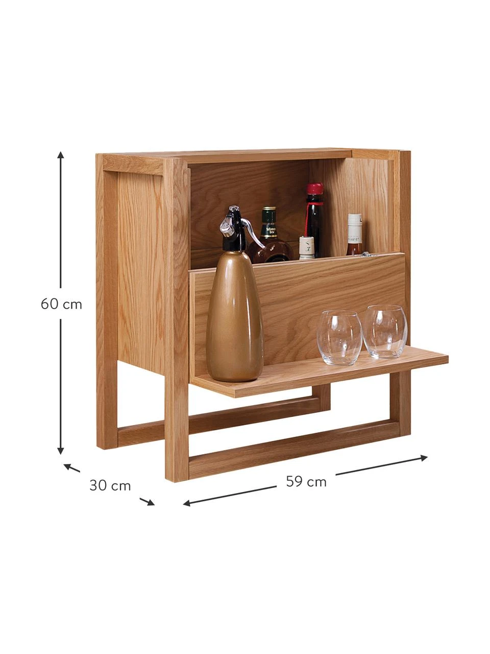 Woodman Mini-Bar NewEst aus Eichenholz, B 59 x H 60 cm 3 Woodman Mini-Bar NewEst aus Eichenholz, B 59 x H 60 cm – Bild 3