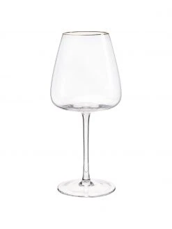 Westwing Collection Mundgeblasene Rotweingläser Ellery mit Goldrand, 4 Stück, Ø 11 x H 23 cm