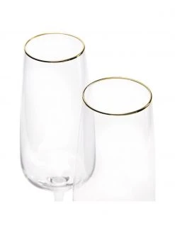 Westwing Collection Mundgeblasene Sektgläser Ellery mit Goldrand, 4 Stück, Ø 7 x H 23 cm 9 Westwing Collection Mundgeblasene Sektgläser Ellery mit Goldrand, 4 Stück, Ø 7 x H 23 cm -Küche Geschäft Mundgeblasene Sektglaser Ellery mit Goldrand 4 Stuck 3