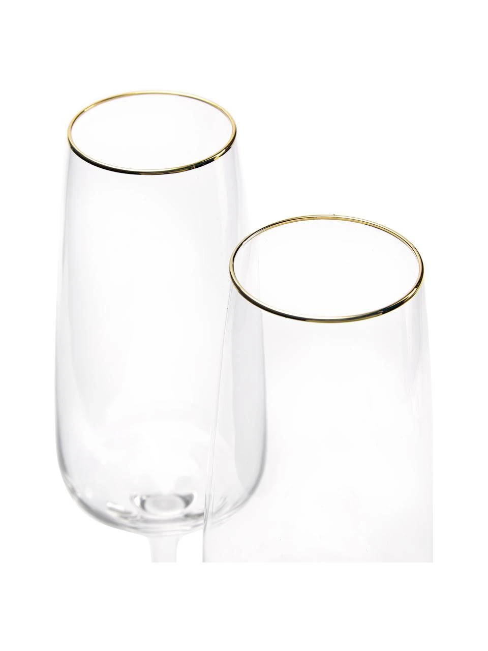 Westwing Collection Mundgeblasene Sektgläser Ellery mit Goldrand, 4 Stück, Ø 7 x H 23 cm 4 Westwing Collection Mundgeblasene Sektgläser Ellery mit Goldrand, 4 Stück, Ø 7 x H 23 cm – Bild 4