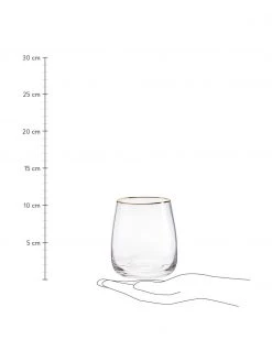 Westwing Collection Mundgeblasene Wassergl&auml;ser Ellery mit Goldrand, 4 St&uuml;ck, Ø 9 x H 10 cm -Küche Geschäft Mundgeblasene Wasserglaser Ellery mit Goldrand 4 Stuck 2