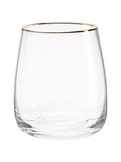 Westwing Collection Mundgeblasene Wassergläser Ellery mit Goldrand, 4 Stück, Ø 9 x H 10 cm