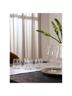 Westwing Collection Mundgeblasene Wassergl&auml;ser Ellery mit Goldrand, 4 St&uuml;ck, Ø 9 x H 10 cm -Küche Geschäft Mundgeblasene Wasserglaser Ellery mit Goldrand 4 Stuck 4