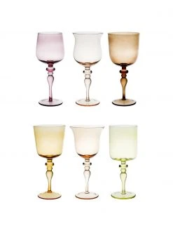 Bitossi Home Mundgeblasene Weingläser Diseguale in unterschiedlichen Farben und Formen, 6 Stück, Ø 8 x H 20 cm, 200 ml