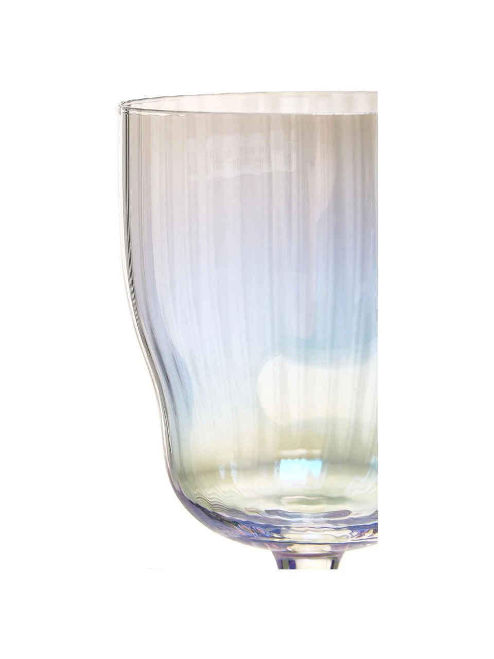 Mundgeblasene Weingläser Juno mit Rillenrelief und Perlmuttglanz, 4 Stück, Glas, Transparent, Ø 9 x H 21 cm Westwing Collection Mundgeblasene Weingläser Juno mit Rillenrelief und Perlmuttglanz, 4 Stück, Ø 9 x H 21 cm -Küche Geschäft Mundgeblasene Weinglaser Juno mit Rillenrelief und Perlmuttglanz 4 Stuck 5