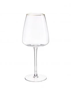 Westwing Collection Mundgeblasene Weißweingläser Ellery mit Goldrand, 4 Stück, Ø 9 x H 21 cm