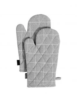 Ladelle Ofenhandschuhe Eco Check in Grau, 2 Stück, B 18 x L 33 cm