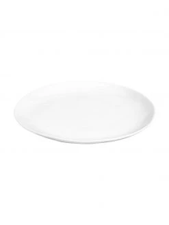 Ovale Speiseteller Porcelino mit unebener Oberfläche, 4 Stück, L 28 x B 24 cm