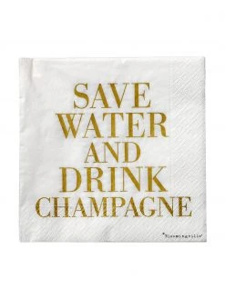 Bloomingville Papier-Servietten Save Water, 20 Stück, B 33 x L 33 cm