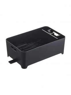 Yamazaki Platzsparender Kunststoff-Abtropfkorb Tower in Schwarz, B 38 x H 13 cm