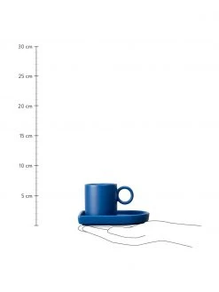 By On Porzellan-Espressotassen mit Untertassen Niki in Blau, 2 St&uuml;ck, Ø 6 x H 6 cm, 80 ml -Küche Geschäft Porzellan Espressotassen mit Untertassen Niki in Blau 2 Stuck 2
