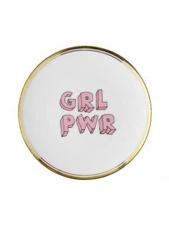 Bitossi Home Porzellan-Frühstücksteller Grl Pwr mit Aufschrift und Goldrand, Ø 17 cm