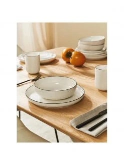 Westwing Collection Porzellan Geschirr-Set Facile mit schwarzem Rand, 6 Personen (18-tlg.) -Küche Geschäft Porzellan Geschirr Set Facile mit schwarzem Rand 6 Personen 18 tlg 1