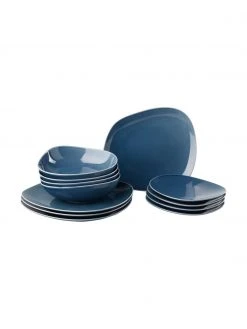 Villeroy & Boch Porzellan Geschirr-Set Organic in Blau, 4 Personen (12-tlg.), Set in verschiedenen Größen