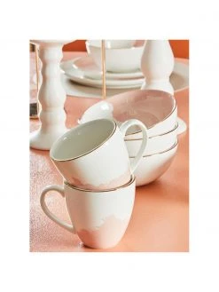 Westwing Collection Porzellan Kaffeetasse Rosie mit abstraktem Muster und goldfarbenem Rand, 2 St&uuml;ck, Ø 12 x H 9 cm -Küche Geschäft Porzellan Kaffeetasse Rosie mit abstraktem Muster und goldfarbenem Rand 2 Stuck 2