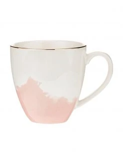 Westwing Collection Porzellan Kaffeetasse Rosie mit abstraktem Muster und goldfarbenem Rand, 2 Stück, Ø 12 x H 9 cm