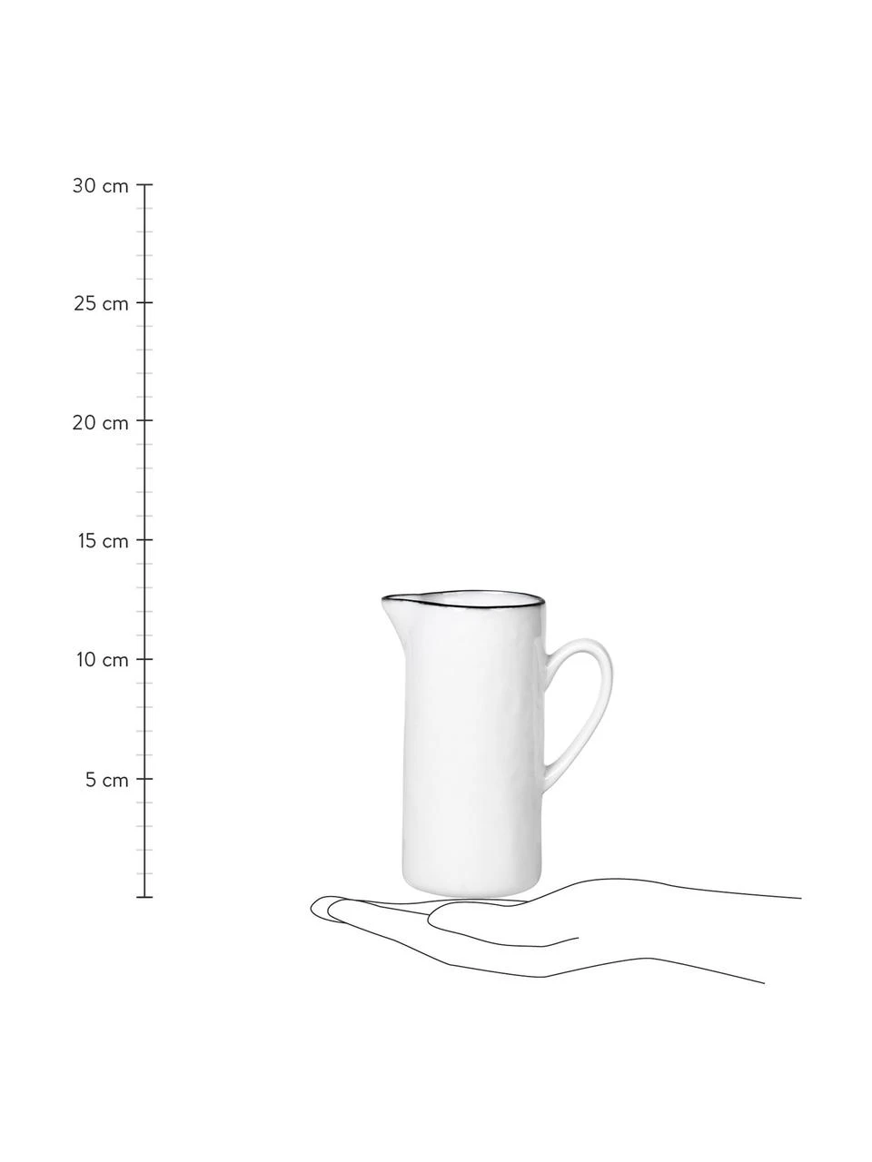 Broste Copenhagen Porzellan-Milchkännchen Salt mit schwarzem Rand, 400 ml, Ø 6 X H 12 cm, 400 ml 3 Broste Copenhagen Porzellan-Milchkännchen Salt mit schwarzem Rand, 400 ml, Ø 6 X H 12 cm, 400 ml – Bild 3