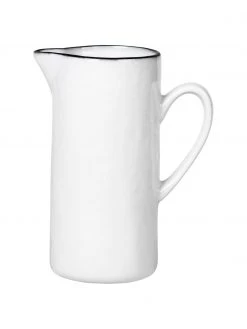 Broste Copenhagen Porzellan-Milchkännchen Salt mit schwarzem Rand, 400 ml, Ø 6 X H 12 cm, 400 ml