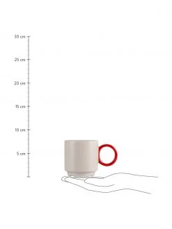 By On Porzellan-Tassen Noor in Greige/Rot, 2 Stück, Ø 8 x H 8 cm, 250 ml -Küche Geschäft Porzellan Tassen Noor in GreigeRot 2 Stuck 2
