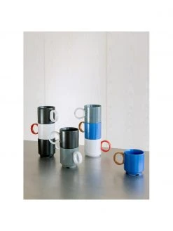 By On Porzellan-Tassen Noor in Greige/Rot, 2 Stück, Ø 8 x H 8 cm, 250 ml -Küche Geschäft Porzellan Tassen Noor in GreigeRot 2 Stuck 4