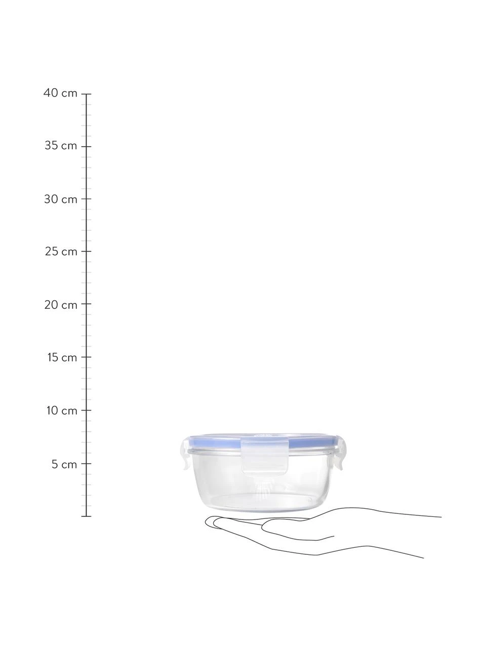 Runde Aufbewahrungsboxen Pure, 3-er Set, Box: gehärtetes Glas, Deckel: Kunststoff, Transparent, Blau, Set mit verschiedenen Größen Runde Aufbewahrungsboxen Pure, 3-er Set, Set mit verschiedenen Größen -Küche Geschäft Runde Aufbewahrungsboxen Pure 3 er Set 1