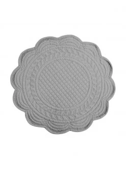 Cote Table Runde Baumwoll-Tischsets Boutis in Hellgrau, 2 Stück, Ø 43 cm