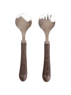 By On Salatbesteck Astrid mit Griffen aus Wengeholz, 2er-Set, L 24 cm