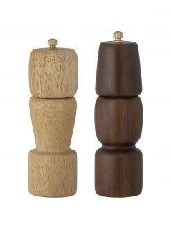 Bloomingville Salz- und Pfeffermühle Sabri aus Holz, 2er-Set, Ø 6 x H 18 cm