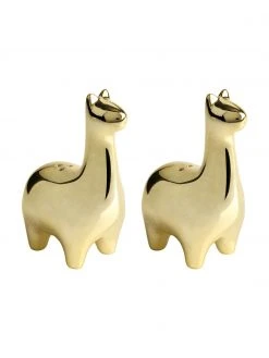 Andrea House Salz- und Pfefferstreuer Lamas in Gold, 2er-Set, B 5 x H 9 cm